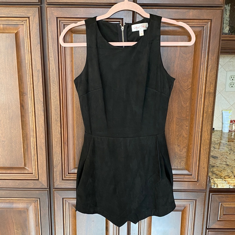 Marilyn Monroe Black Faux Suede Romper Skort XS
